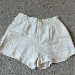 Princess Polly High Waist Cream linen Shorts